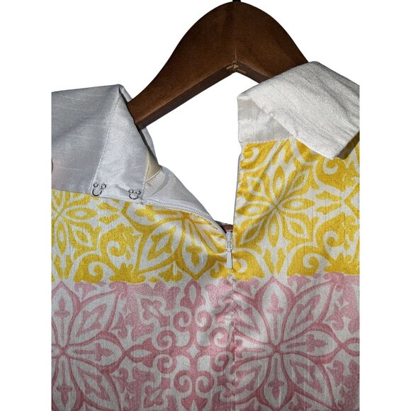 Colorful Sleeveless A-Line Dress With Collar By Zapelle 2X-20W - 100% Polyester - Picture 4 of 11